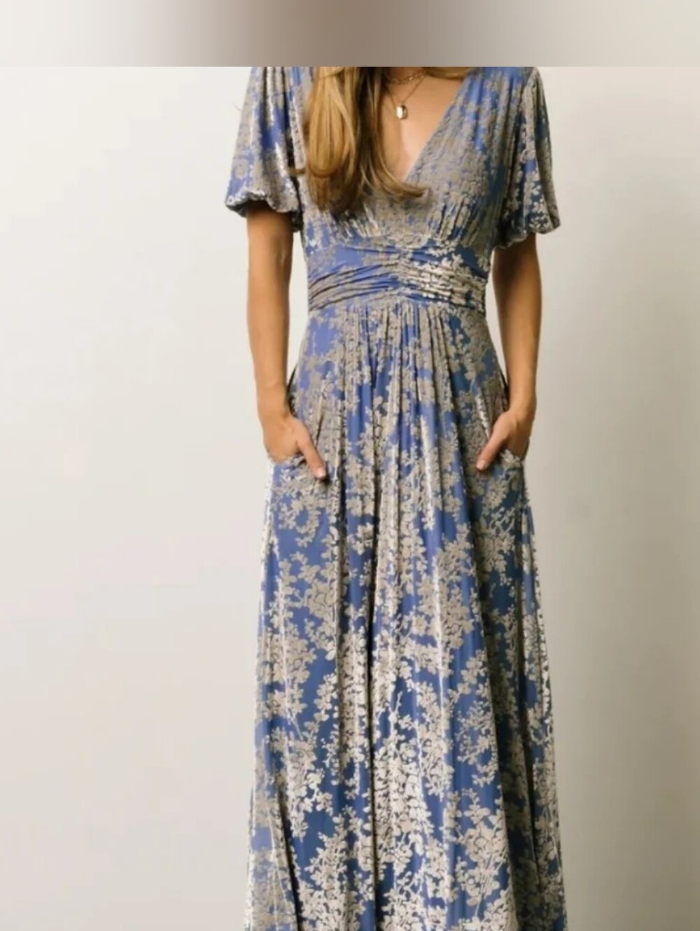 Baltic Born Leslie Velvet Maxi 3XL Dusty Blue Silver Grey